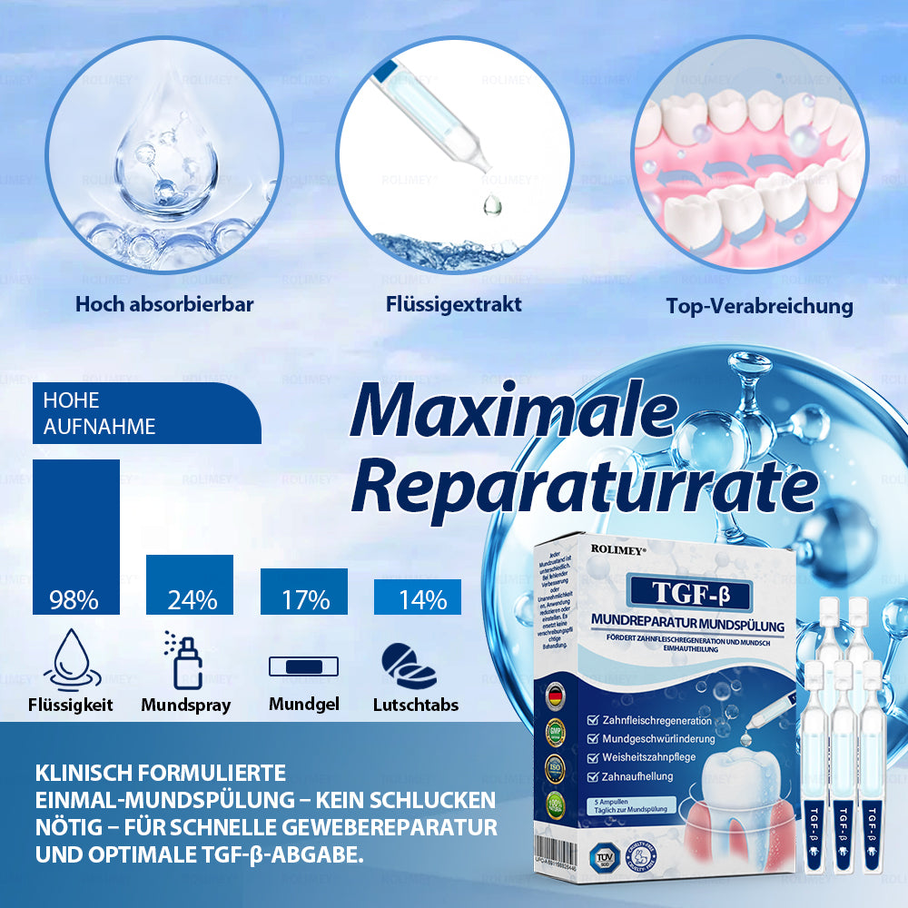 ✅ Hergestellt und versendet aus Deutschland | Rolimey® Transforming Growth Factor-β (TGF-β) Mundspülung zur oralen Reparatur❤️❤️