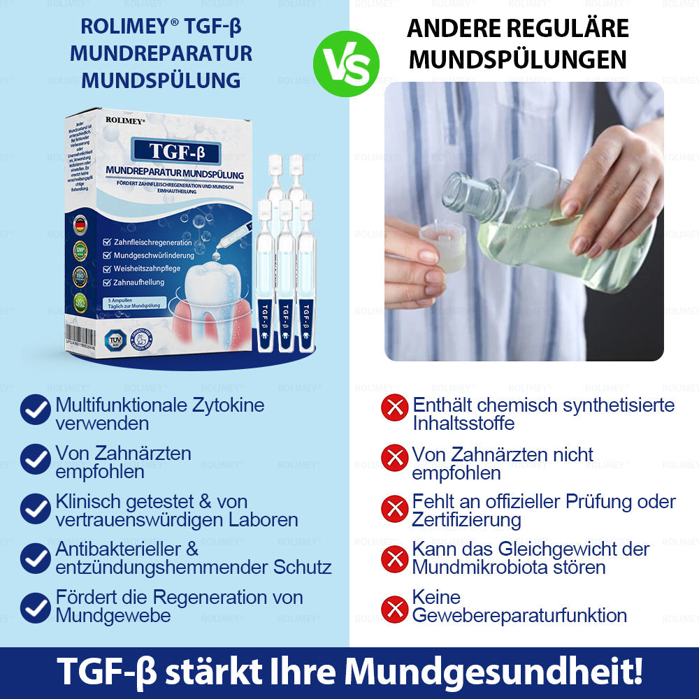 ✅ Hergestellt und versendet aus Deutschland | Rolimey® Transforming Growth Factor-β (TGF-β) Mundspülung zur oralen Reparatur❤️❤️